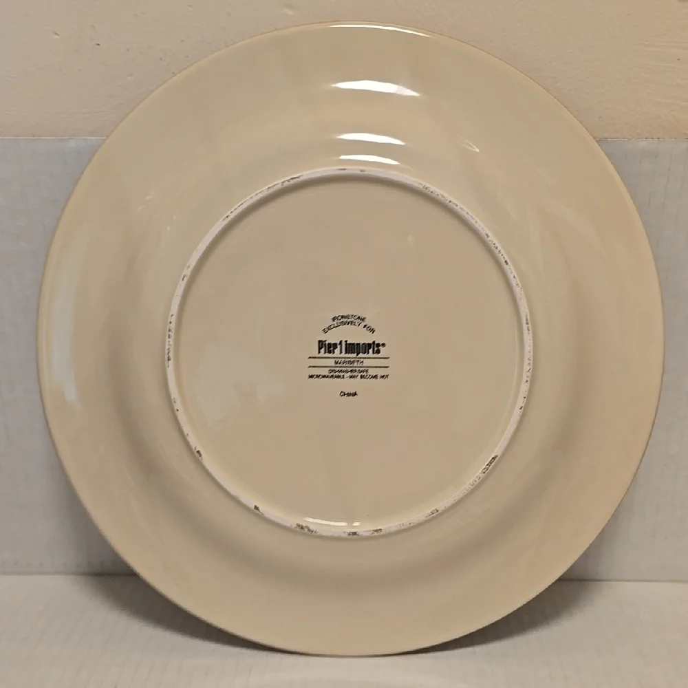 Pair of Pier 1 Maribeth Floral Red and Cream Dinner Plates
